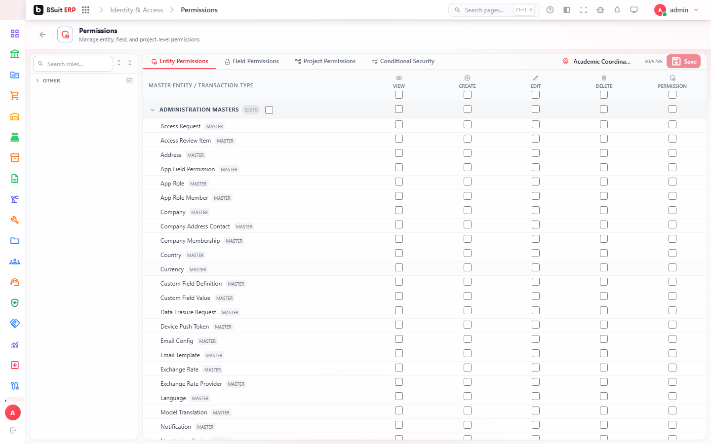 Screenshot of the Permission Manager page