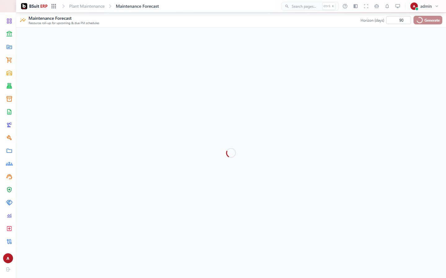 Screenshot of the Maintenance Forecast page