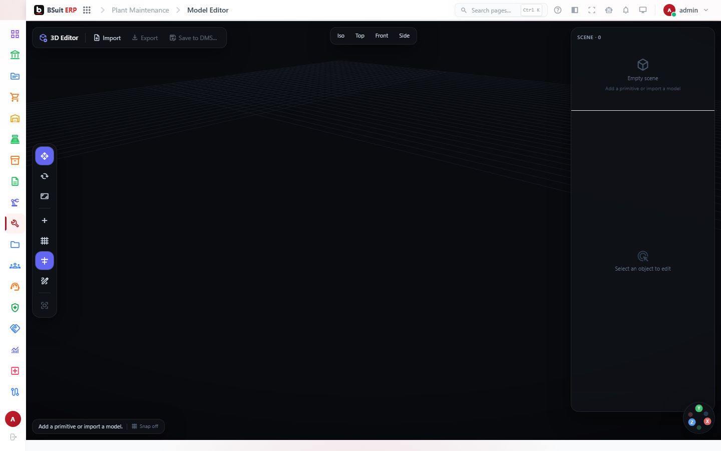Screenshot of the Model Editor page