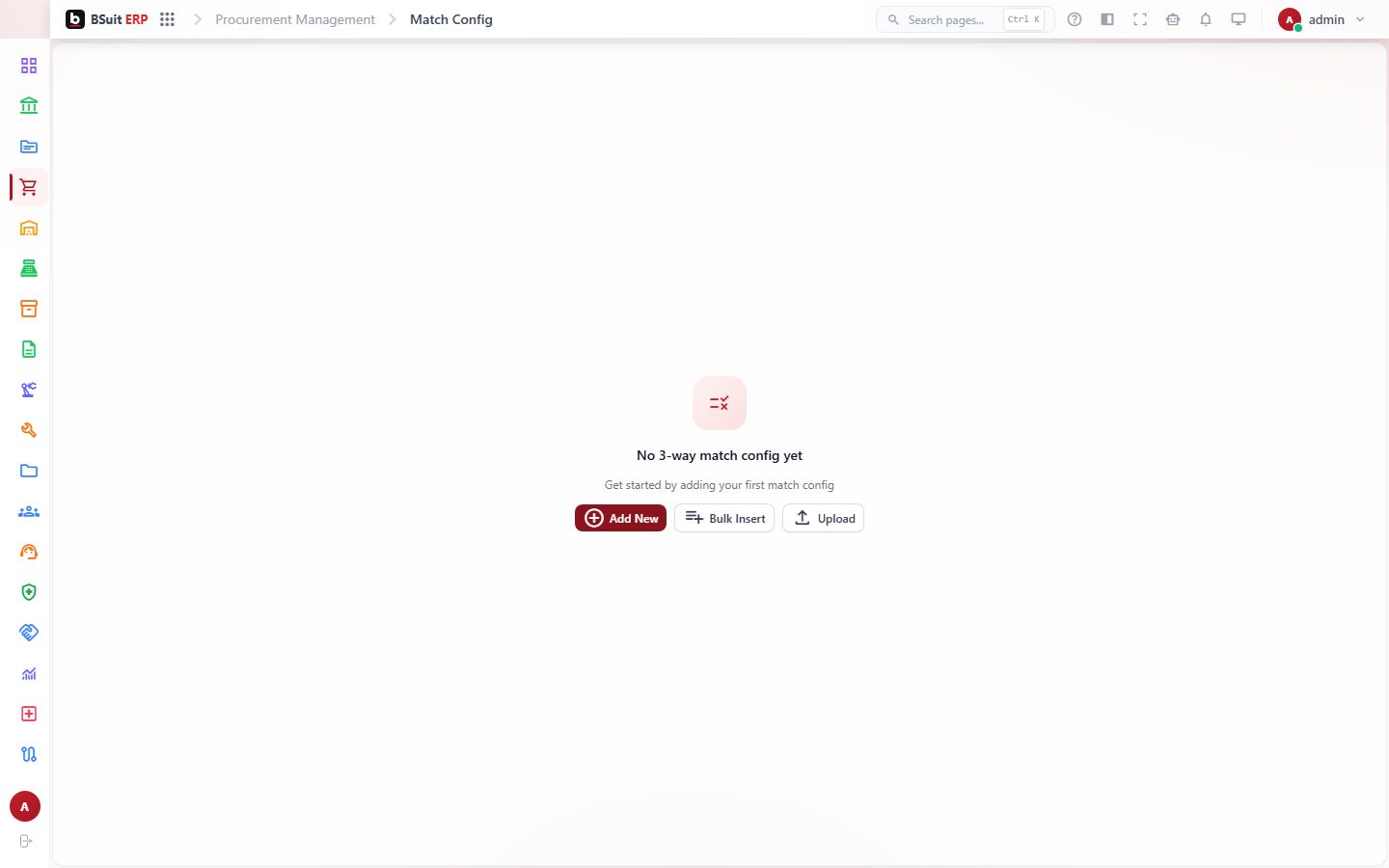 Screenshot of the Match Config page