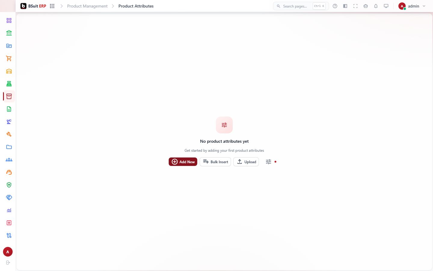 Screenshot of the Product Attributes page