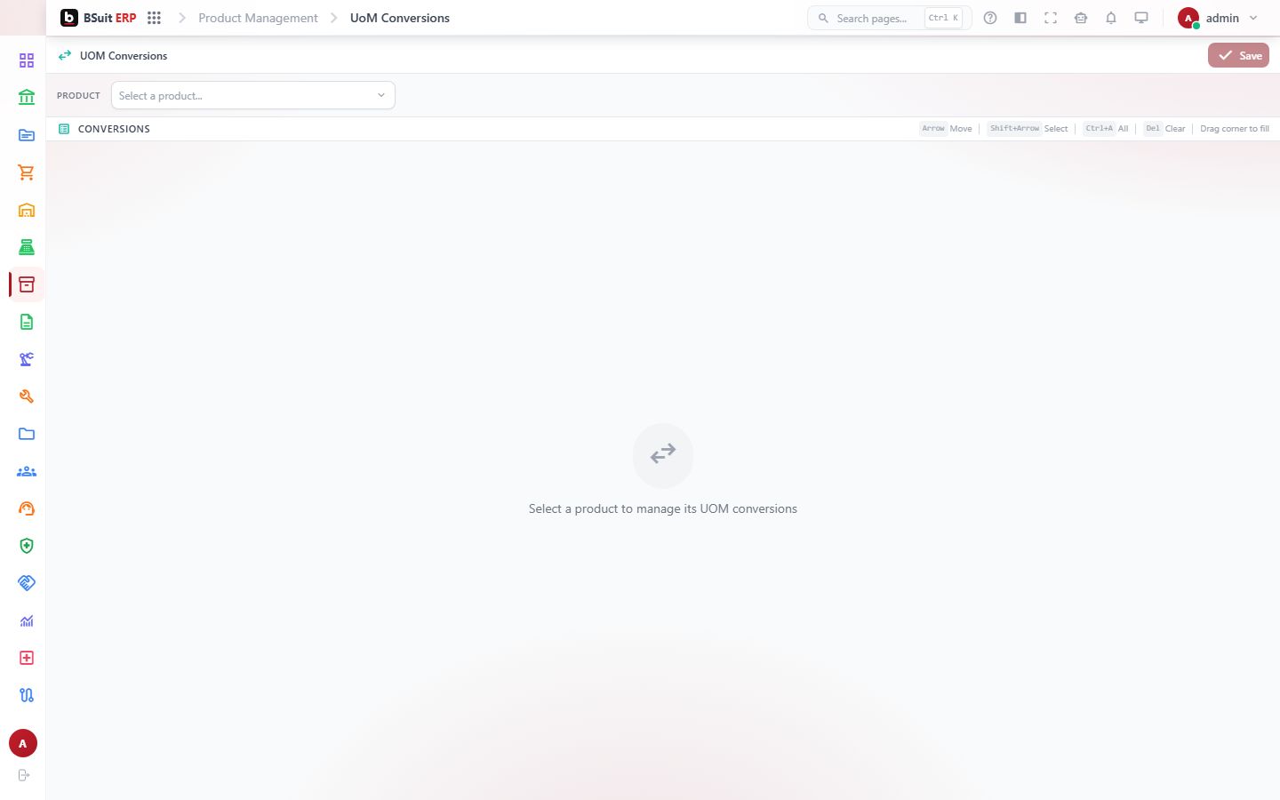 Screenshot of the Uom Conversions page