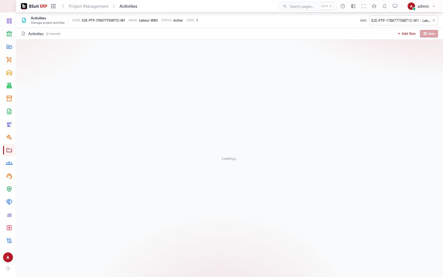 Screenshot of the Activities page