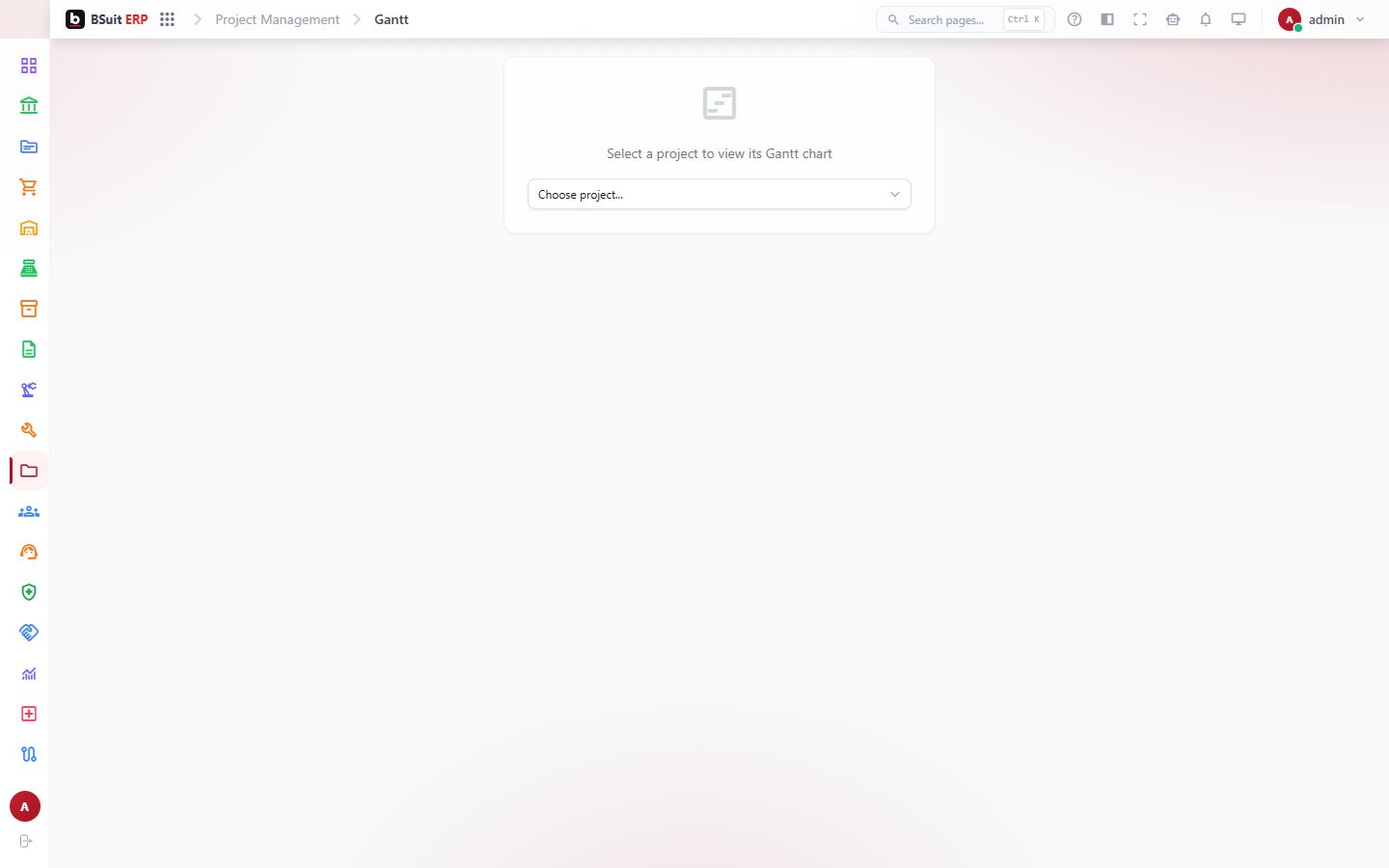 Screenshot of the Gantt page