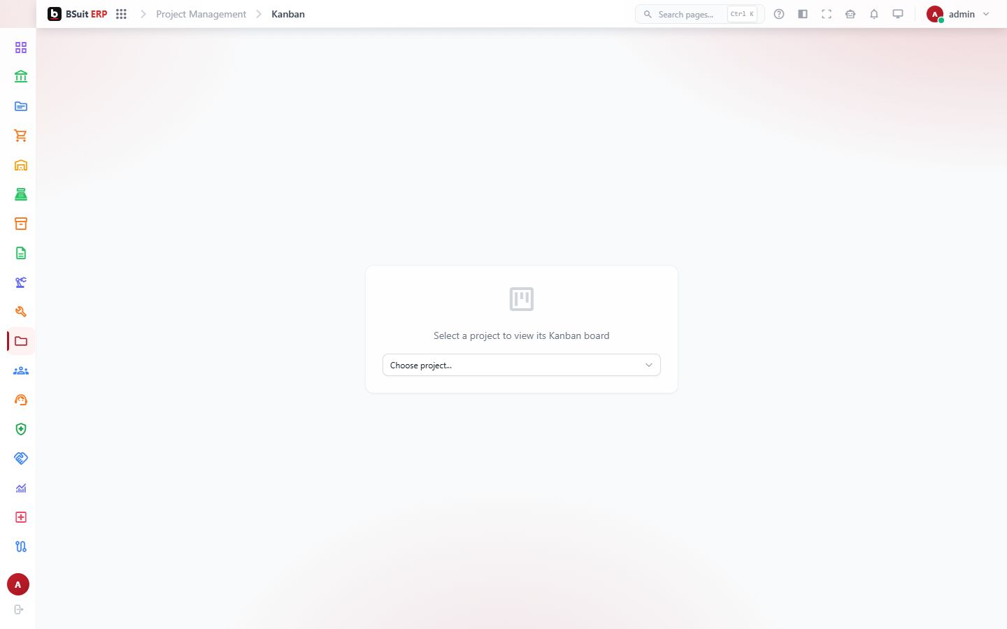 Screenshot of the Kanban page