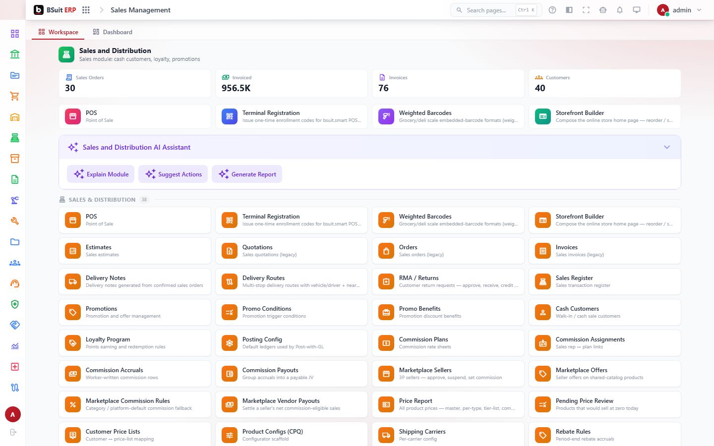 Screenshot of the Sales Management page