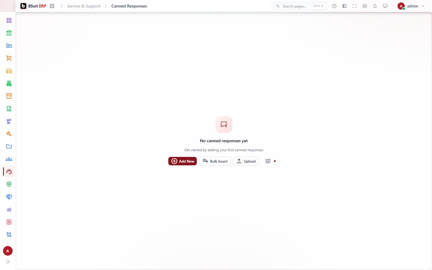Screenshot of the Canned Responses page