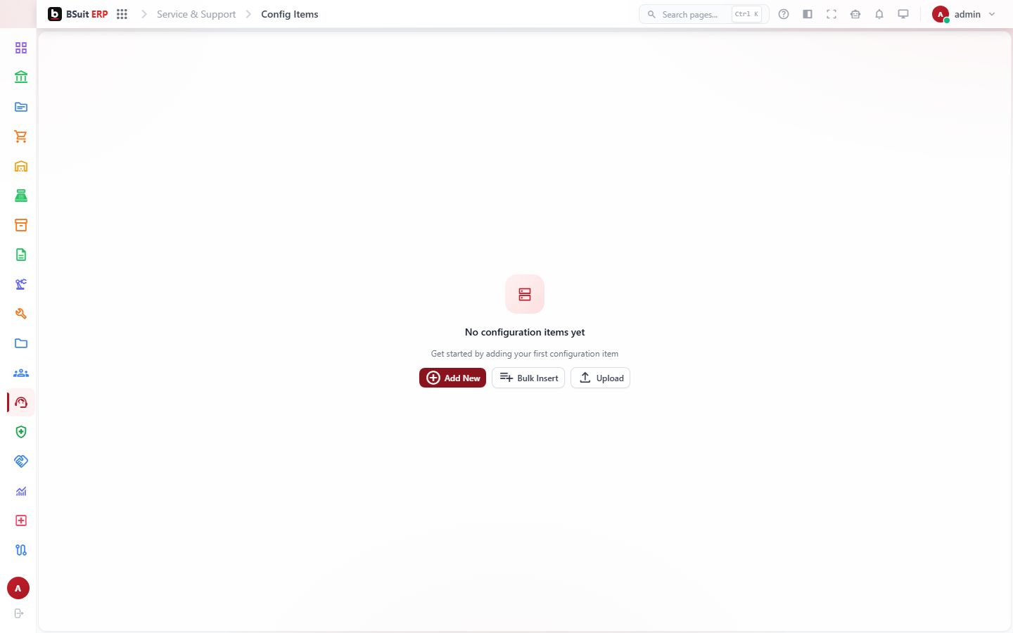 Screenshot of the Config Items page