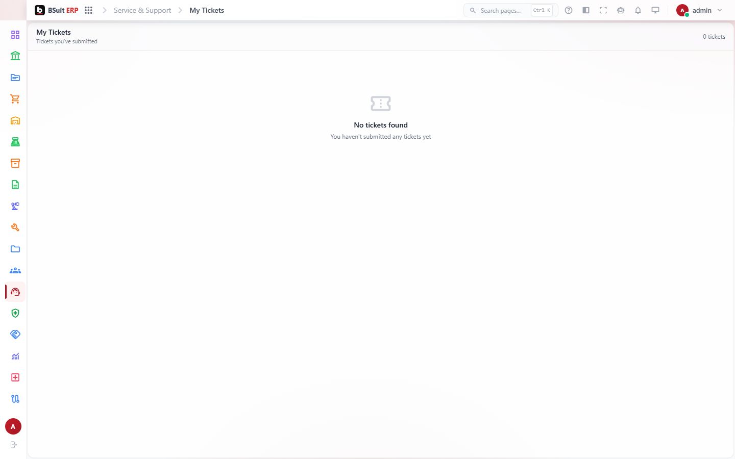 Screenshot of the My Tickets page