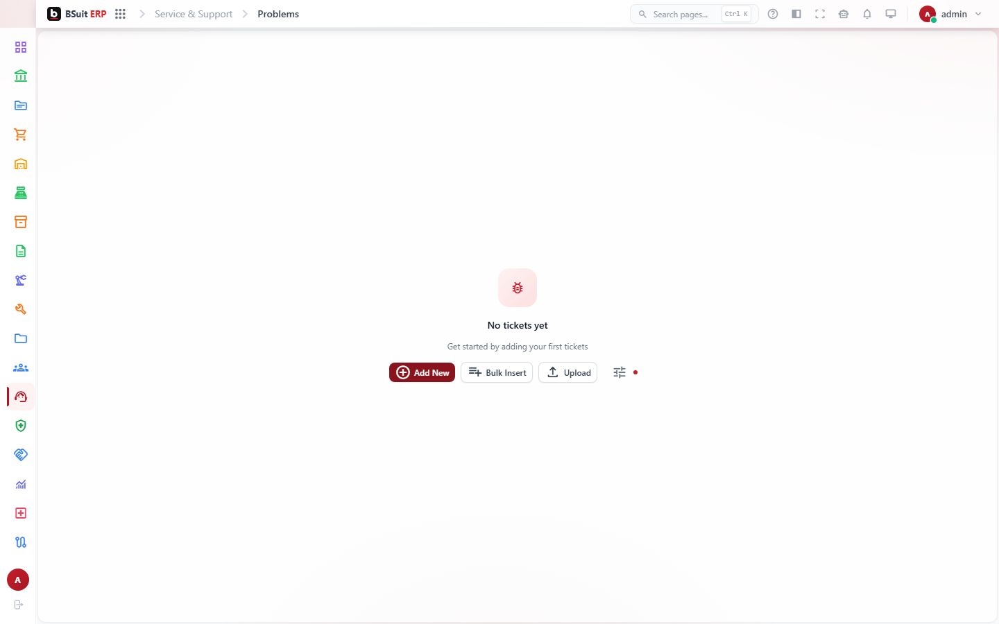 Screenshot of the Problems page