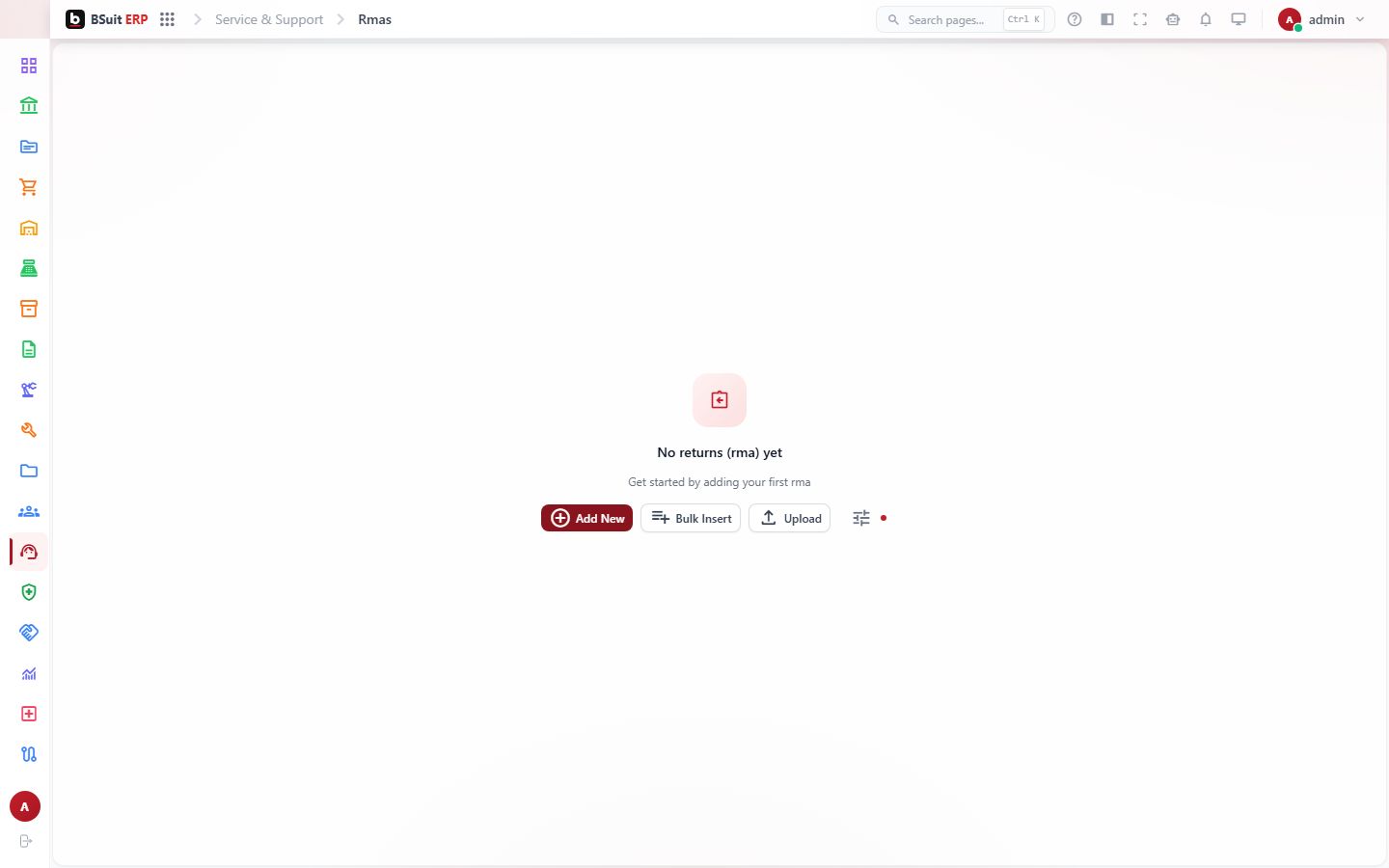 Screenshot of the Rmas page