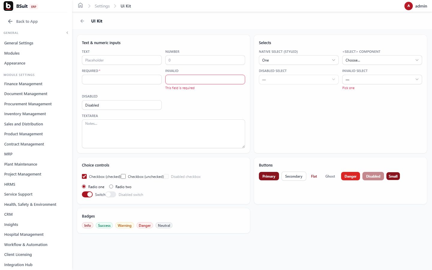 Screenshot of the UI Kit page