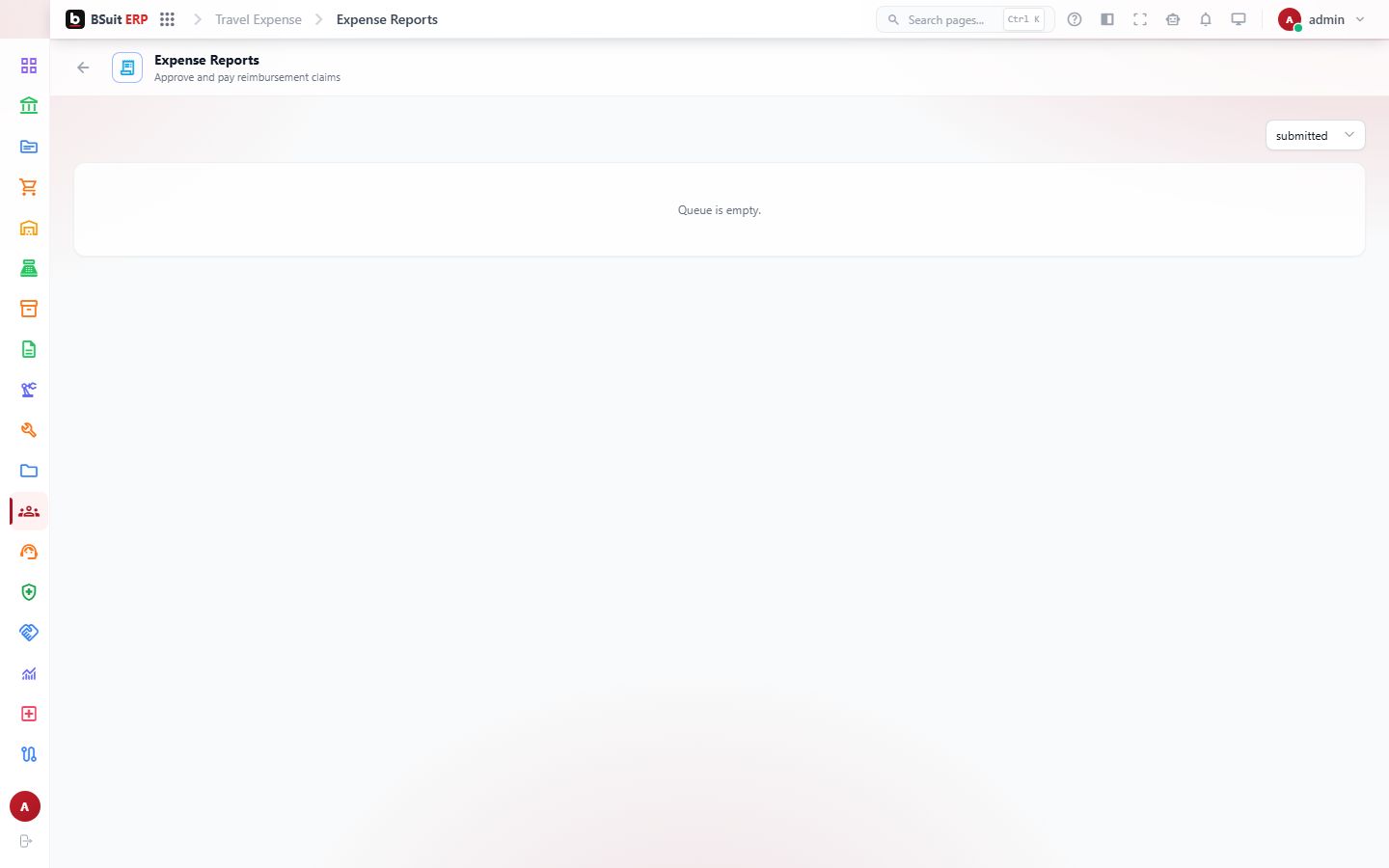 Screenshot of the Expense Reports page