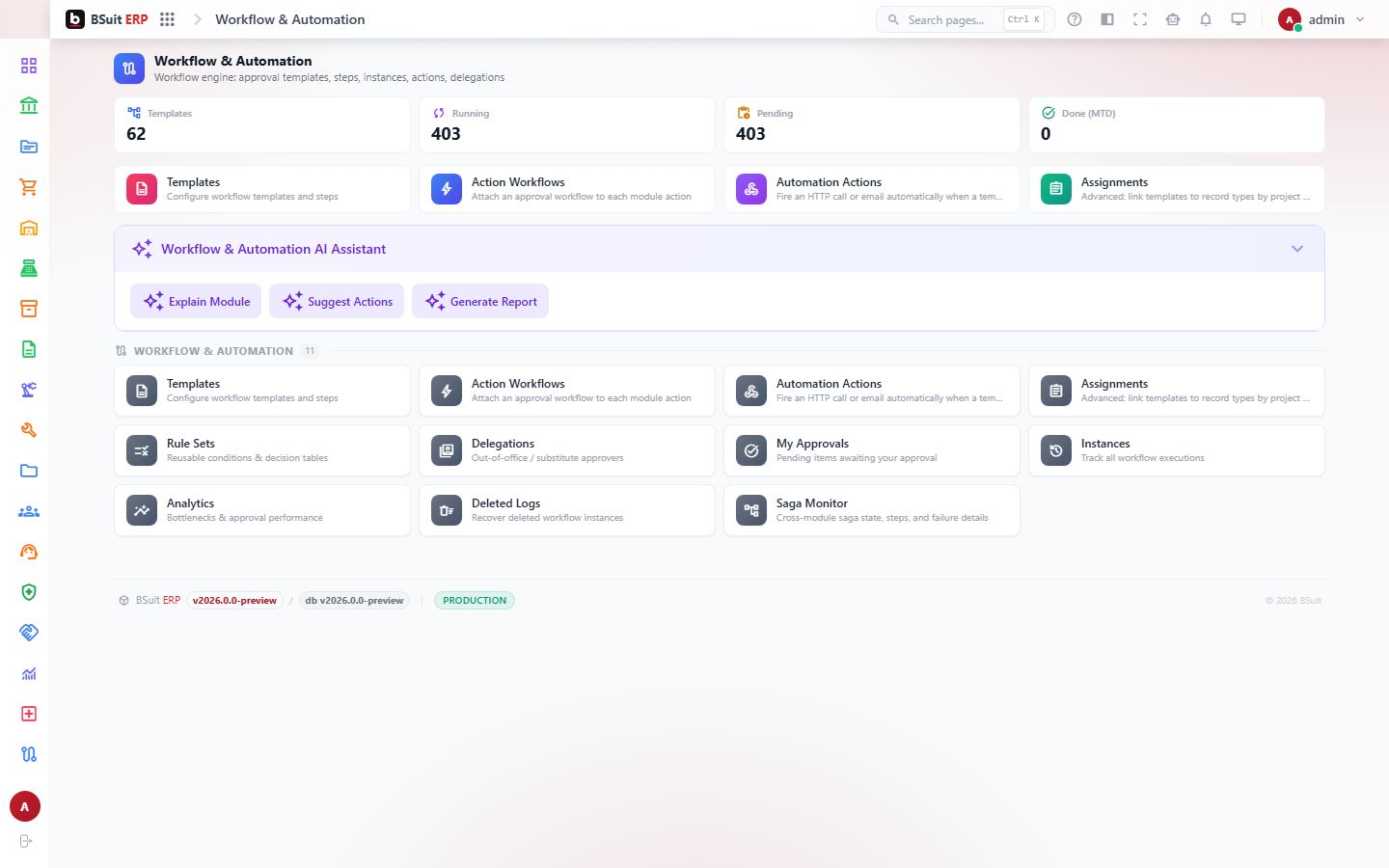 Screenshot of the Workflow Automation page