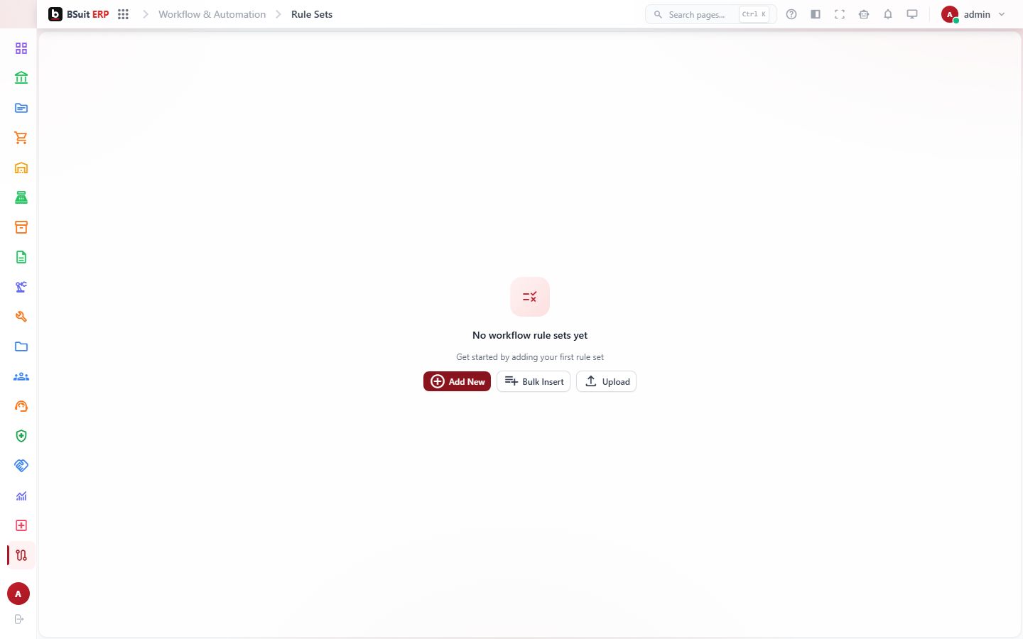 Screenshot of the Rule Sets page